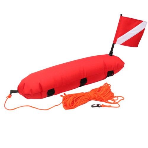 Safe Inflatable Scuba Diving Spearfishing Float Buoy +Dive Flag Red 1