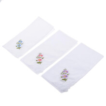 12pcs Women's White Flower Embroidery Cotton Lace Hanky White G