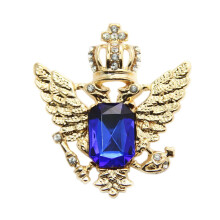 Vintage Crown Eagle Pattern Collar Brooch Pin for Men Golden+Blue