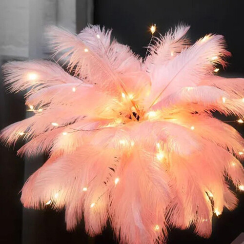 Feather Tree Table Lamp USB DIY Desk Light Nightlight Home Sconces Pin 2