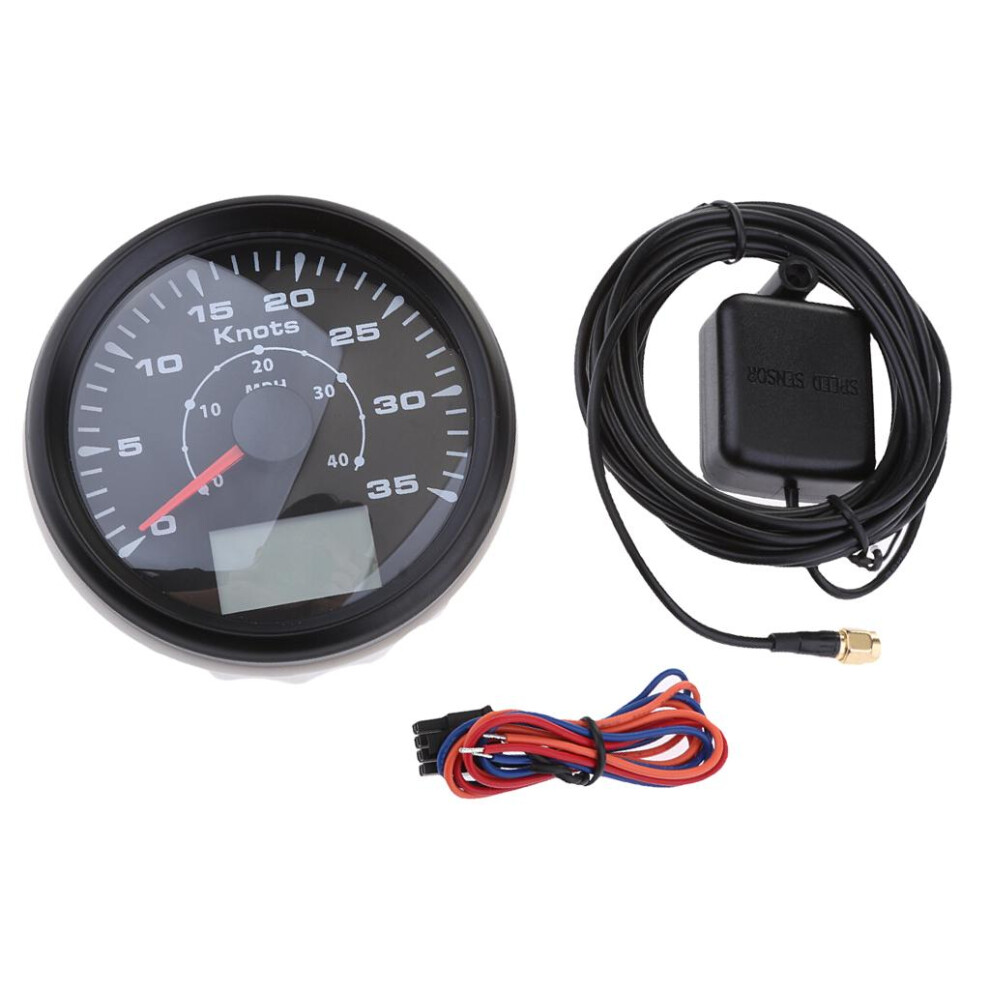 Steainless Steel Gps Speedometer 85Mm 35Knots 9-32V Dial Bezel Black 6902696467584