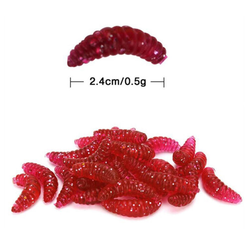 Fishing Lure Soft Plastic Worm Larva Grub Baits Freshwater Tackle 10PC 1