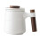 Ceramic Tea Mug w/ Filter Lid Wooden Handle for Tea Brewing  White 2