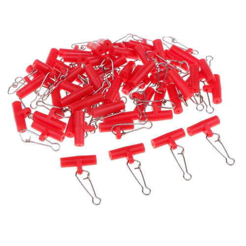 50Pcs Fishing Sinker Slides with Hooked Snap Connectors for Braid Line