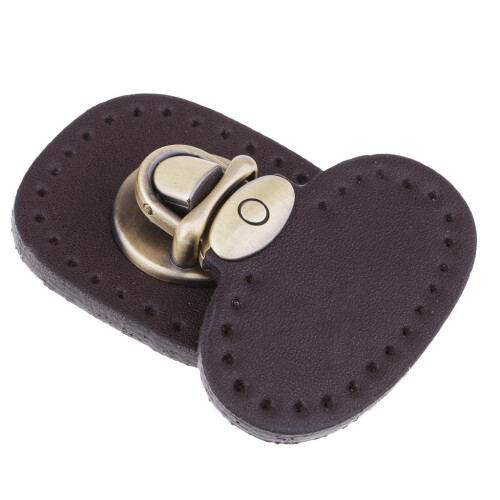 Genuine Leather Bag Lock Fasteners Snap Buckle Clasp Replacement Coffe 2