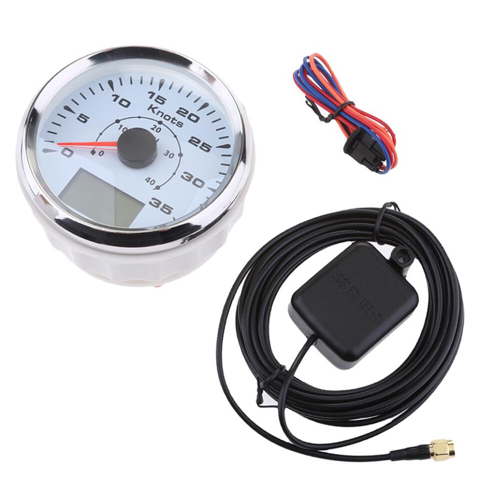 Steainless Steel Gps Speedometer 85Mm 35Knots 9-32V Dial Chrome White 6902696136930