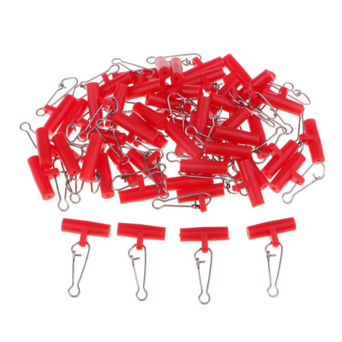 50Pcs Fishing Sinker Slides with Hooked Snap Connectors for Braid Line 1