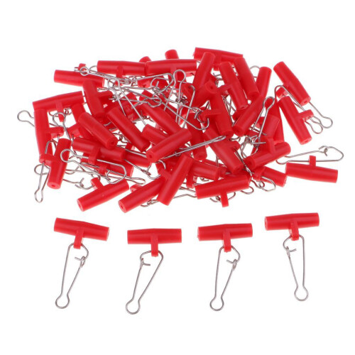50Pcs Fishing Sinker Slides with Hooked Snap Connectors for Braid Line 1
