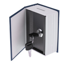 Small Hidden Dictionary Book Hide Money with Key Metal Saving Pot Blue