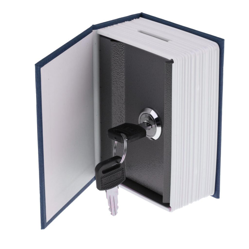 Small Hidden Dictionary Book Hide Money With Key Metal Saving Pot Blue 6902696209696