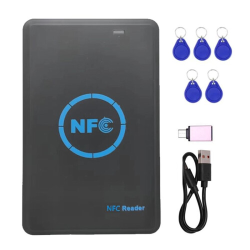 5-Band NFC  Chip Reader/Writer+5XCUID Keychain 125K 13.56M Copier HID Duplicator Tag Clone ID IC Keychain Key Copy 1