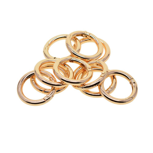 10pcs 28mm Round Spring Snap Hooks carabiner key chain key ring  golde