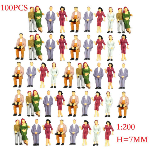 100pcs Painted Model Train Seated People Passengers Figures 1v200 B 1