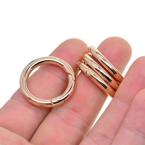10pcs 28mm Round Spring Snap Hooks carabiner key chain key ring  golde 2