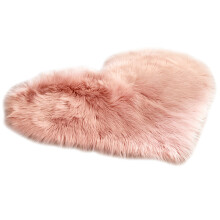 Heart Shape Shaggy Faux Sheepskin Area Rug Floor Carpet Mat Pink