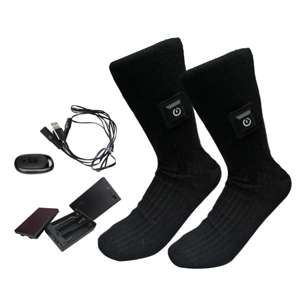 2x Unisex Electric Heated Sock with Battery Box Foot Warmer for Cyclin