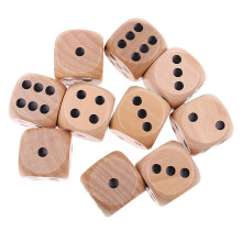 10x Wooden Dice D6 Six Sided Dotted Dice for Dungeons and Dragons Natu