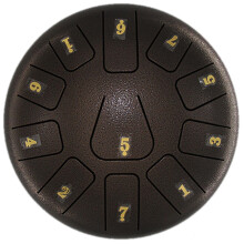 8 Inch 11 Tone Steel Tongue Drum Sandalwood Color Handpan with Rope Edge and Nonslip Base