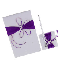 3pcs Set Satin Crystal Guest Book Pen and Pen Stand Wedding Reception