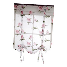 Floral Design Roman Short Window Curtain Sheer Voile #1 Pink 80x100cm