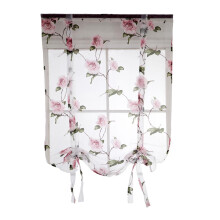 Floral Design Roman Short Window Curtain Sheer Voile #2 Pink 100x160cm