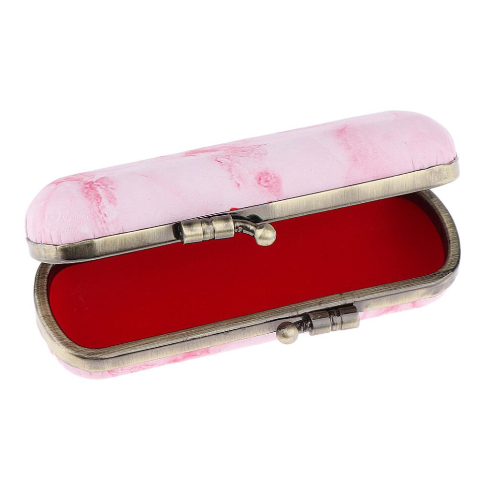 Pink Makeup Holder Lipstick Case Storage Box With Mirror For Purse