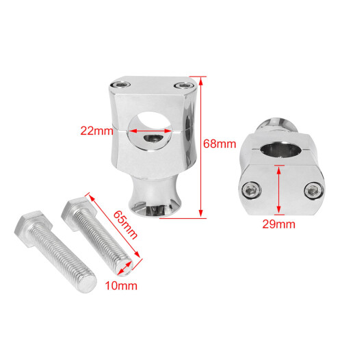 Universal Motorcycle 7/8'' / 1'' Handlebar Riser Clamp  22mm Silver 1