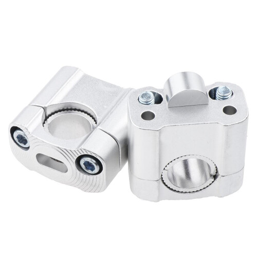 Motorcycle Handlebar Riser Mounting Clamp Adapter Silver