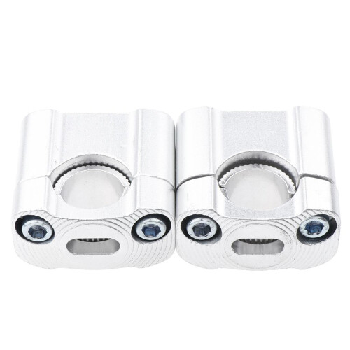 Motorcycle Handlebar Riser Mounting Clamp Adapter Silver 1