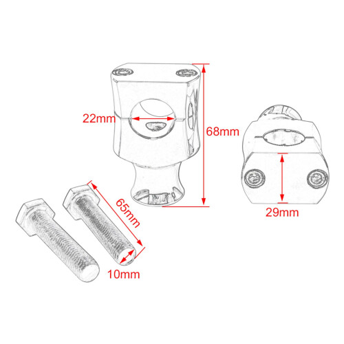 Universal Motorcycle 7/8'' / 1'' Handlebar Riser Clamp  22mm Black 1