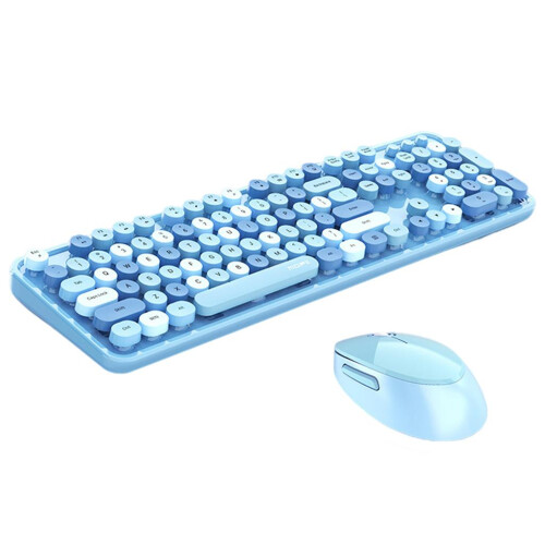 2.4GHz Wireless Keyboard and Mouse set for Mac PC Laptop Blue Mixed Co
