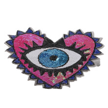 Large Love Heart Sequins Embroidered Iron On Patches for Clothes Bags