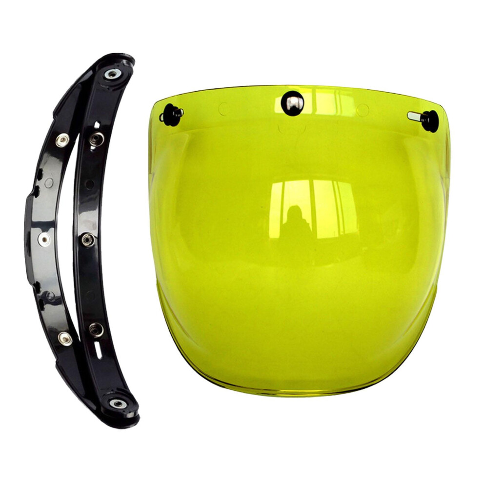 Motorcycle 3 Snap Visor Lens Shield For Open Face Helmets Yellow 6902695940903