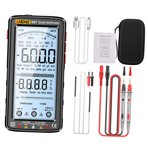 Digital Multimeter Electric meter Wide Measuring Multi Tester Black, L