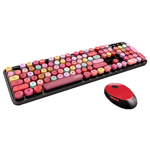 2.4GHz Wireless Keyboard and Mouse set for Mac PC Laptop Red Mixed Col