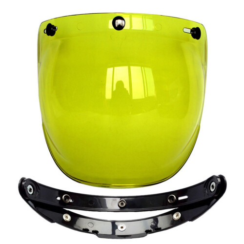 Motorcycle 3 Snap Visor Lens Shield for Open Face Helmets Yellow 1