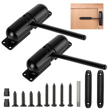 2PCS Black Automatic Spring Door Closer Adjustable Speed Weatherproof Quiet for Home and Screen Doors