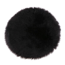 Faux Fur Seat Cushion Pad Artificial Sheepskin Mat Black 40cm