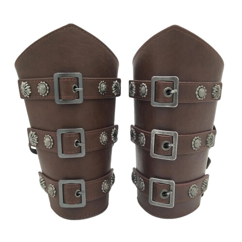 2Pcs Ancient Medieval Bracers Adjustable Costume Men Wristband  Dark B