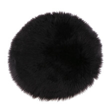 Faux Fur Seat Cushion Pad Artificial Sheepskin Mat Black 30cm