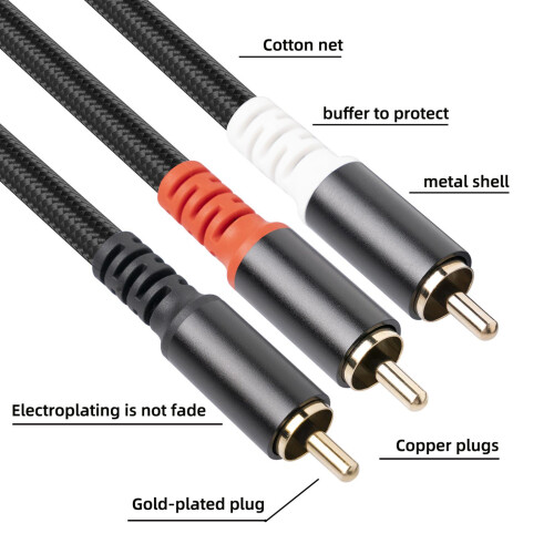 RCA to 2RCA Subwoofer Cable Y Adapter Splitter for Headphone Amplifier 2