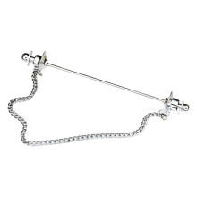 Mens Shirt Collar Bar Pin with Link Chain Brooch Pin Cravat Clasps 7cm