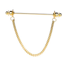 Mens Shirt Collar Bar Pin with Link Chain Brooch Pin Cravat Clasps 7cm