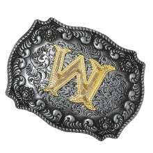 Western Cowboy Golden Initial Letter A-Z Metal Belt Buckle Men's Acces