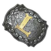Western Cowboy Golden Initial Letter A-Z Metal Belt Buckle Men's Acces