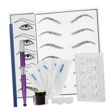 Permanent Makeup Kit Tattoo Pen Needle Practice Skin Pencil Ink Cup Pu
