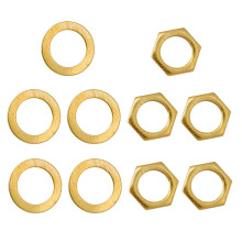 5 Pieces Electric Guitar Bass Jack Output Socket Nuts with Washers Gol