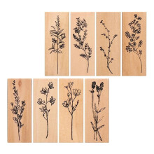 8Pcs Wooden Rubber Stamp Set DIY Scrapbook Calendar Writing Diary Draw
