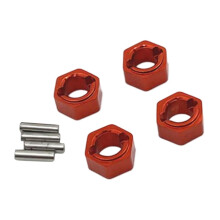 4 Pieces Universal RC Hex Wheel Hubs 7mm for 1/18 Scale RC Car Red