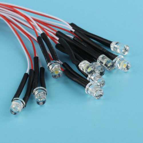 10PCS Pre-wired 3mm LED Light Bulb Emitting Diodes DC3V Warm White 2